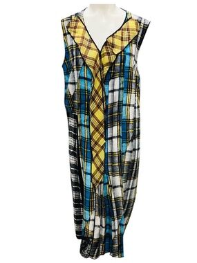 Marc Jacobs Blue Multi Plaid Patchwork Silk Dress